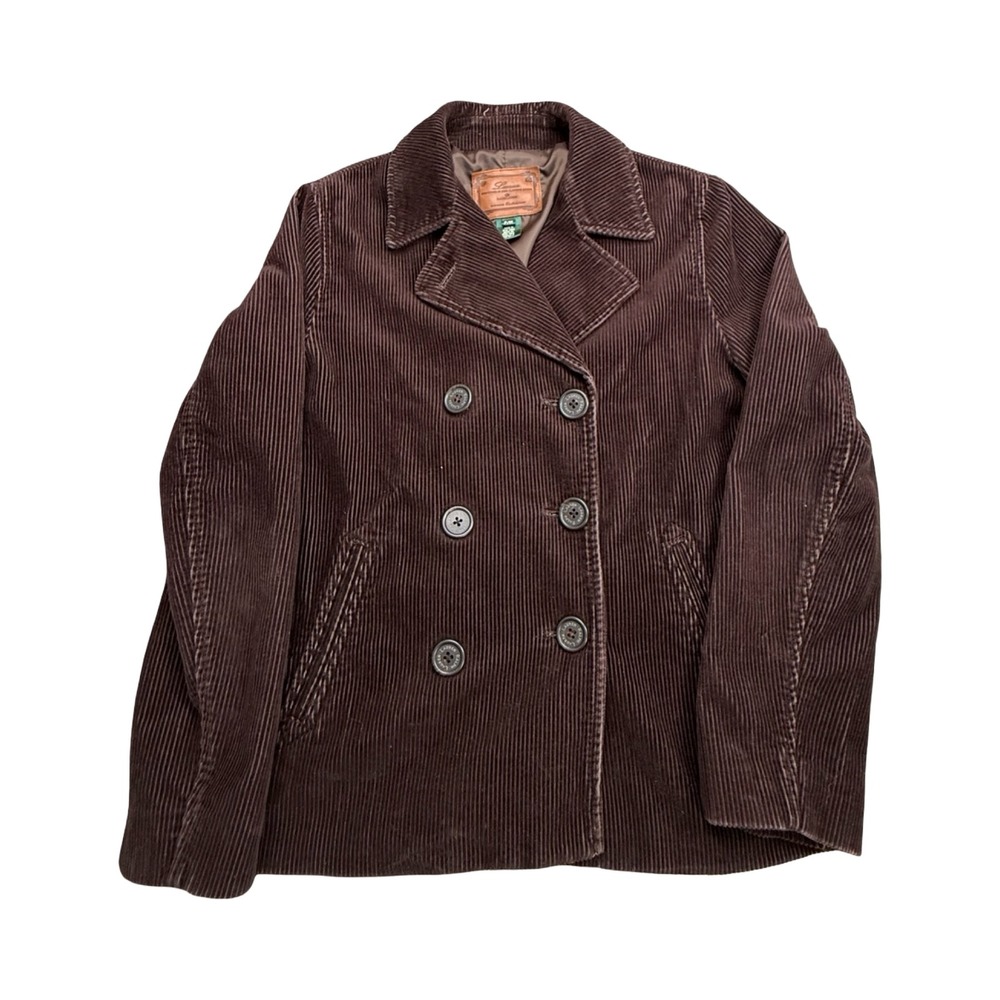 Lauren Ralph Lauren Jacket Womens PM Brown Corduroy Pea Coat Old Money Vintage